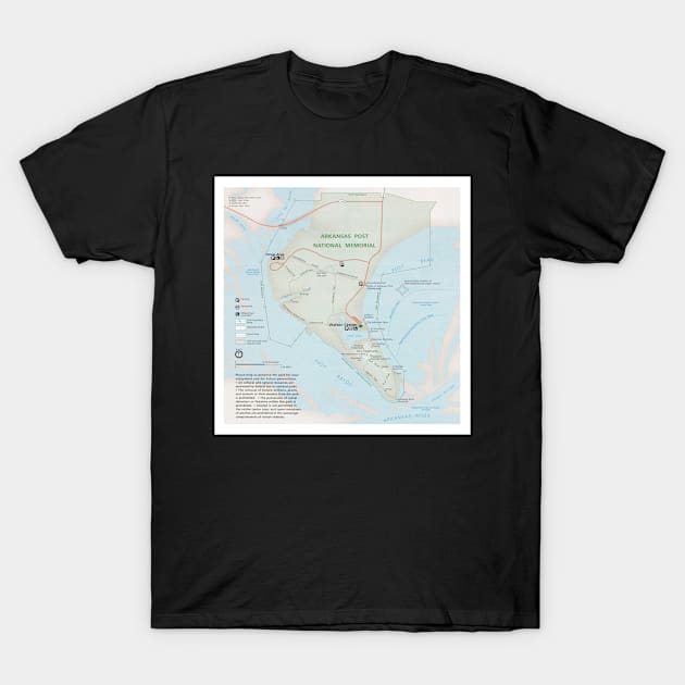 Arkansas Post National Memorial Park Map (2006) Henri de Tonti French Trading Post Atlas T-Shirt by Bravuramedia